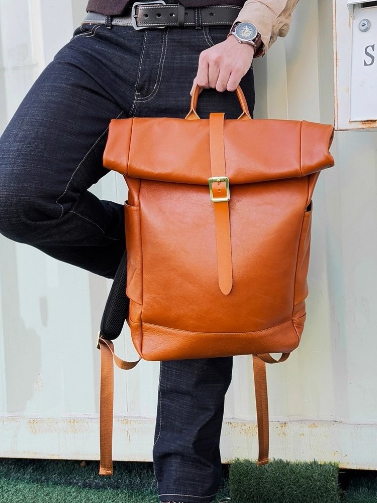 Large Capacity Mens Genuine Le - Leather Backpack Vintage recension och pris