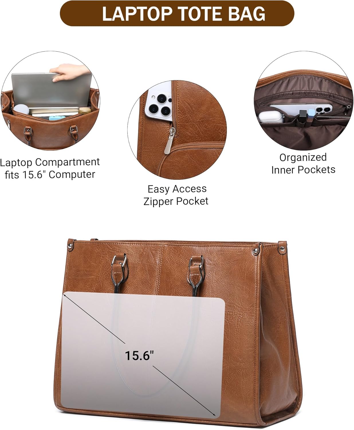 2 in 1 Laptop Tote Bag with In - Laptop Backpack 15.6 recension och pris
