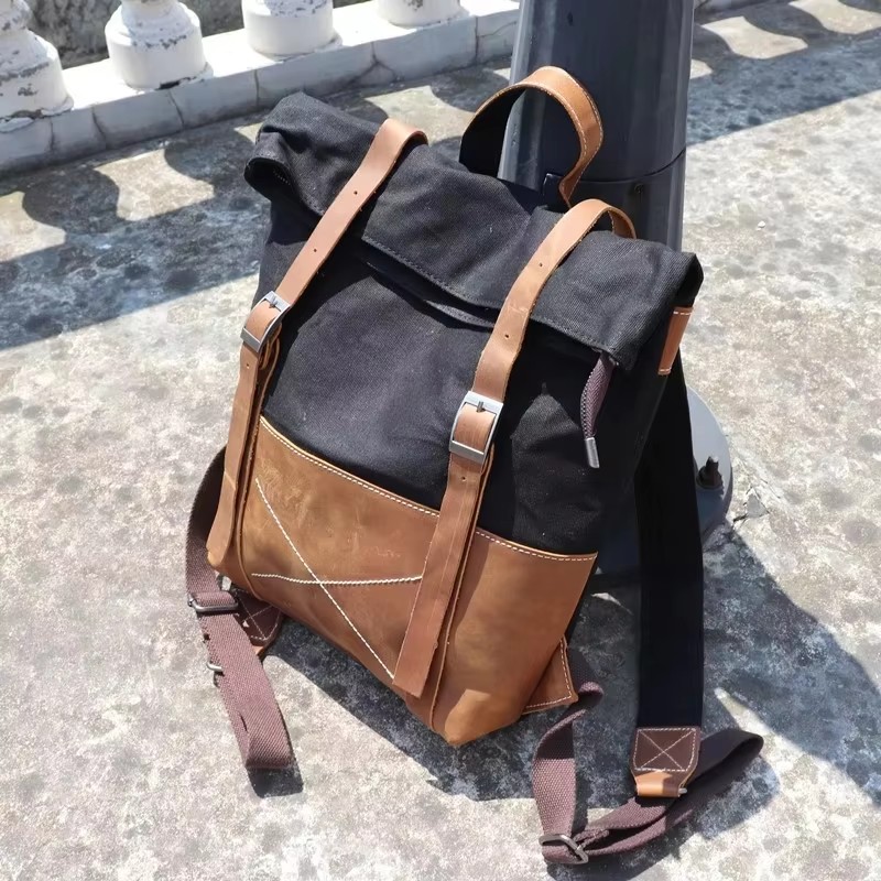 Fashion Men Backpack Waxed Can - Leather Backpack Vintage recension och pris