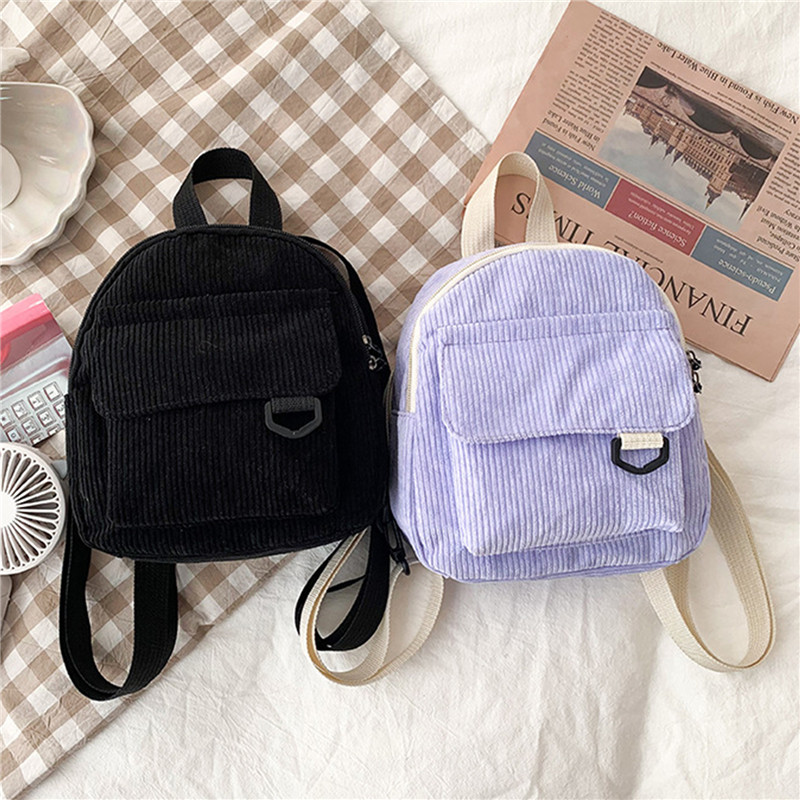 Solid Color Mini Backpack Cord - Fashion Backpack Women recension och pris