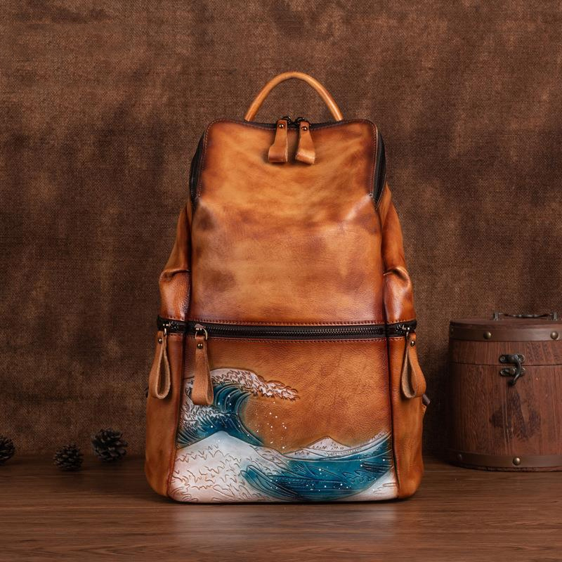 Genuine Real Soft Leather Wome - Leather Backpack Vintage recension och pris