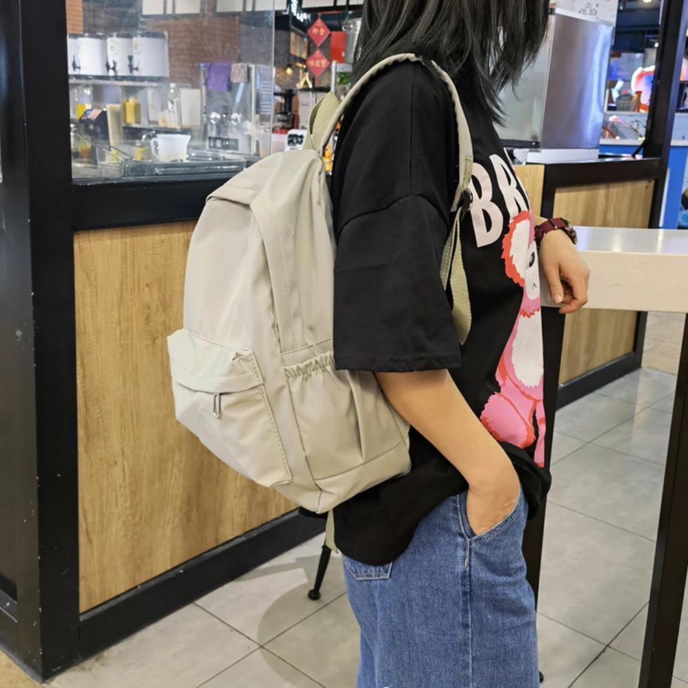 Solid Color Nylon Preppy Backp - School Backpack Teen recension och pris